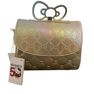 NWT Sanrio 50th Hello Kitty Anniversary All Gold Loungefly Crossbody Bag